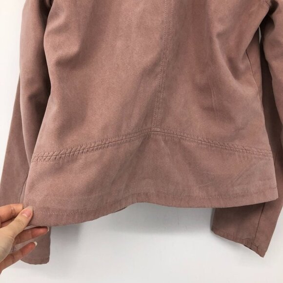 Jacqueline de Yong pale pink  faux suede moto jacket 40 - Picture 6 of 14